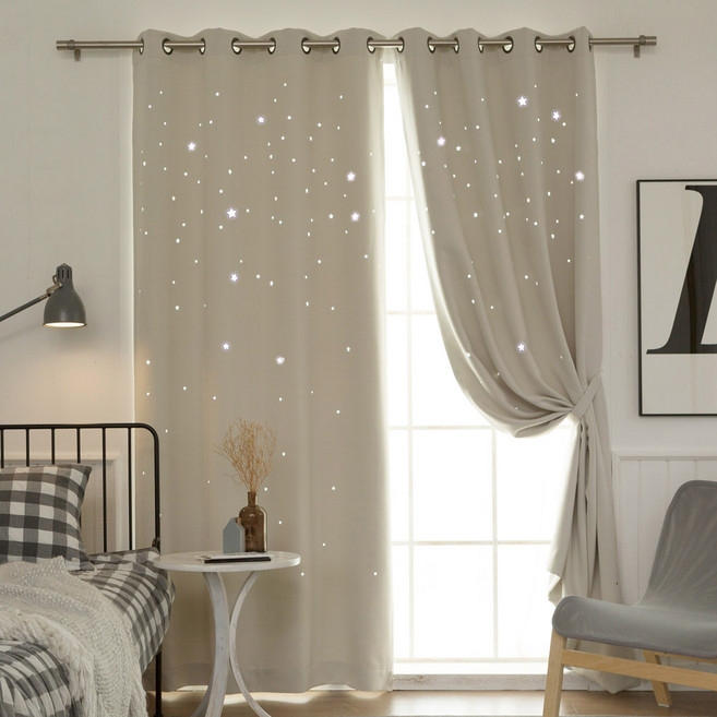 까르데코 디망쉬스타 긴창 펀칭 암막커튼 1장