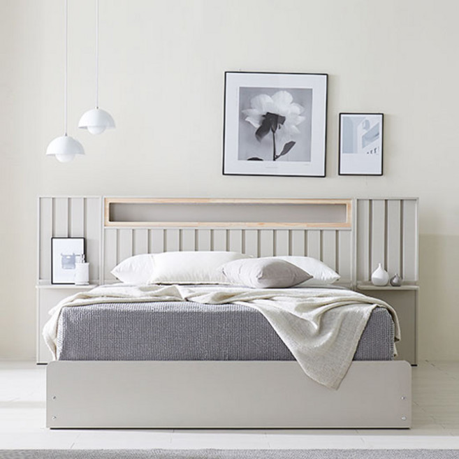 [보루네오] 엘리브 캐슬 LED 수납 침대 프레임 라지킹 sy789-1, 연그레이