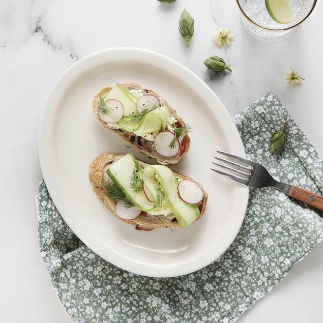 시라쿠스 뉴욕 수입그릇 카페 파스타 샐러드 타원접시 25cm, 1개