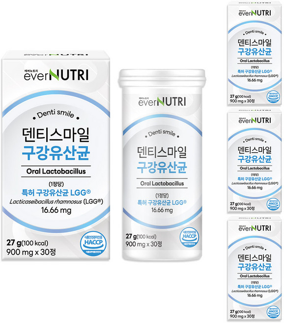 에버뉴트리 덴티스마일 구강유산균 자일리톨 특허 유산균, 4개, 30정