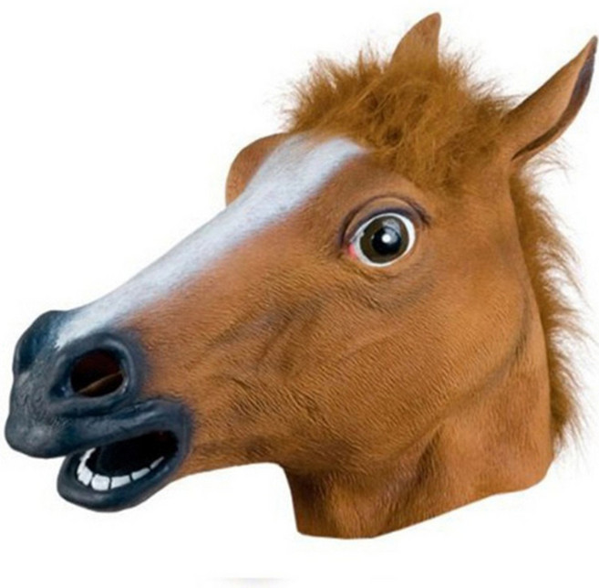 마두탈 파티용 라텍스 동물가면 말모양단일상품, 1개, 갈색