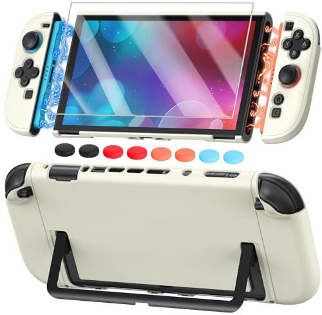 Switch 2 Cute Cover Case Dockable Hard Protective Shell for Nintendo Switch 2 Split Design Slim, 7.9Inch Switch 2, Cream Yellow