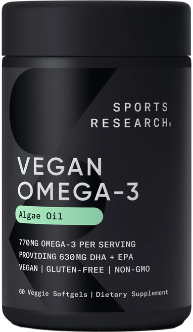 스포츠리서치 비건 오메가-3 DHA + EPA 630mg 베지 소프트젤, 60정, 1개 - 쿠팡