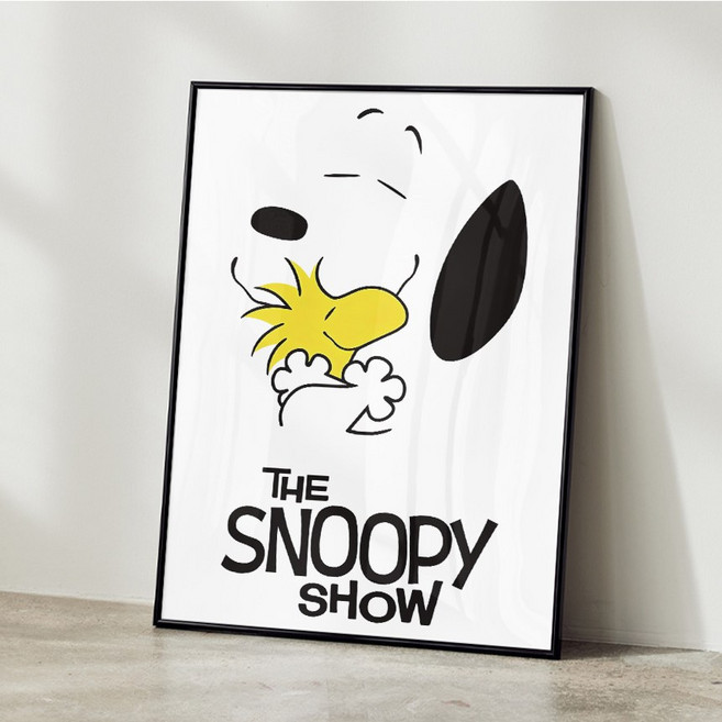 스누피 그림 포스터 snoopy 빈티지 일러스트 액자 카페 감성 아기방 인테리어 소품 25, A3 사이즈(297x420mm), A3 포스터 + 블랙 액자 결합