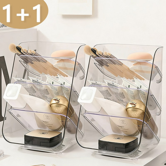 POMTOR 1+1 다기능 수납함 책상 정리함, 1세트, 투명