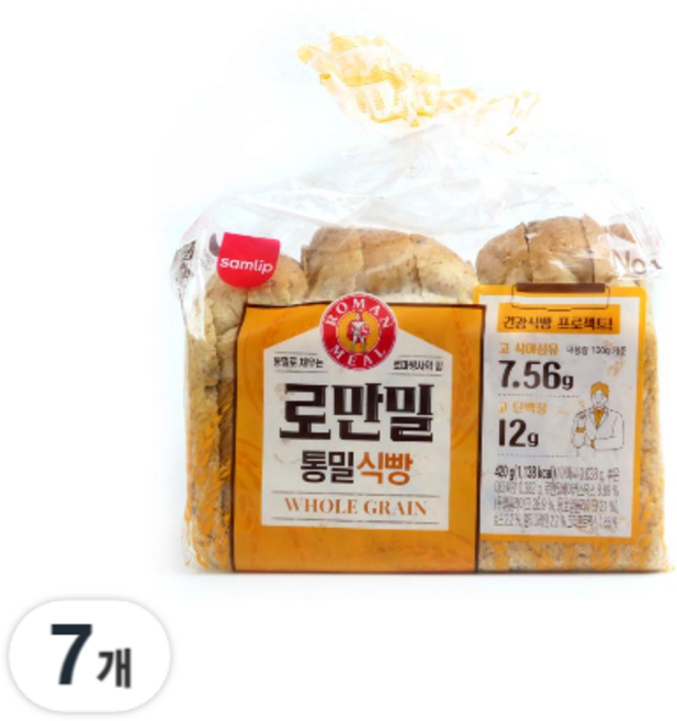삼립 로만밀 통밀 식빵 홀그레인, 420g, 7개