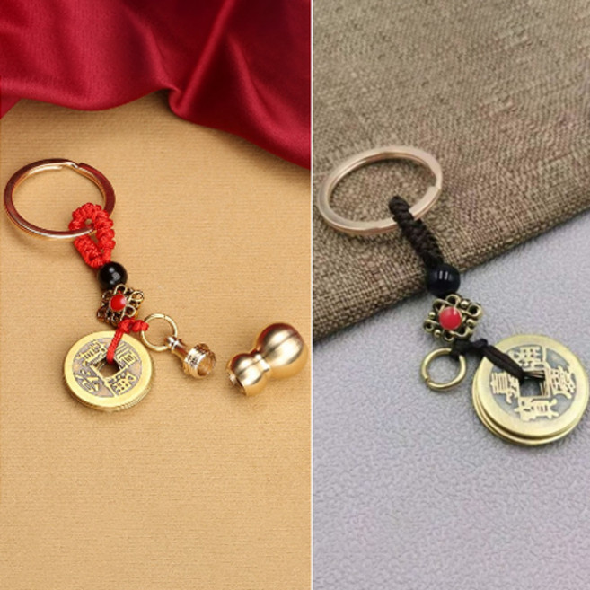 반안살 황동 호리병 엽전 재물운 출세 액막이 키링 키홀더 열쇠고리, 황동 작은 호리병 엽전+ 황동 엽전 키링
