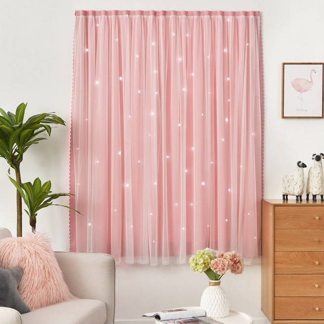 러빙랩 1+1 설치가 쉬운 붙이는 창문 커튼 스타 암막 가리개 커텐