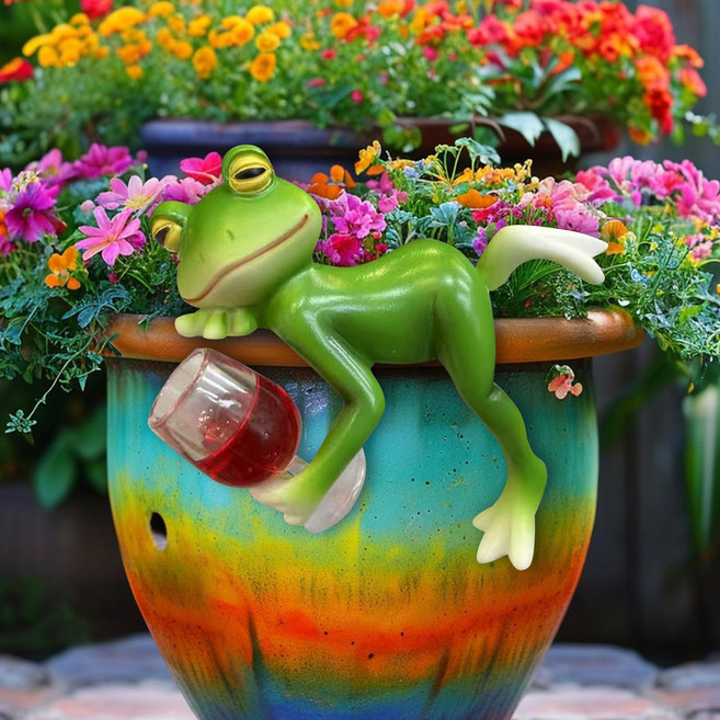 루이 미니 개구리 피규어 실내외 장식 소품 1개, C