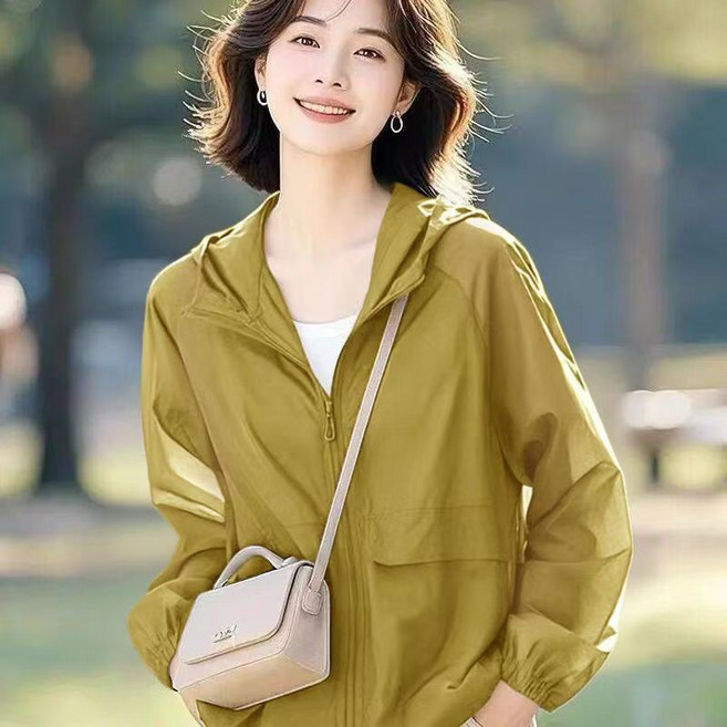 여성 캐주얼 경량 자외선차단 바람막이 점퍼 여자 드라이핏 후드 자켓 빅사이즈