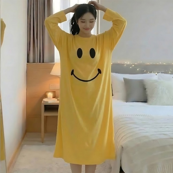 로리돌스 스마일 옐로우 원피스 홈웨어 오버핏 잠옷