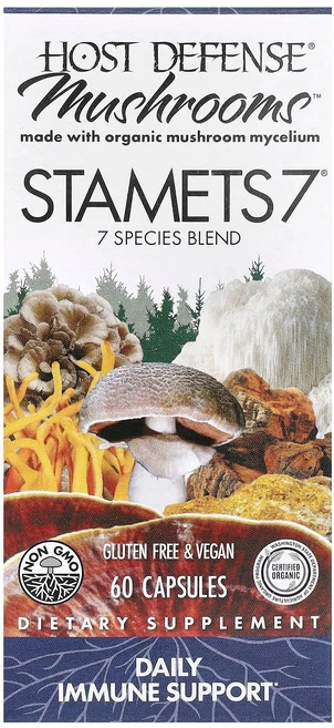 호스트 디펜스 머쉬룸™ STAMETS 7® 60캡슐 FPI-03702, 1개 - 쿠팡