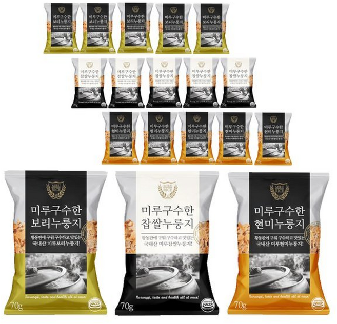 미루구수한 누룽지 3종구성 (현미보리찹쌀) 입, 1kg, 15개