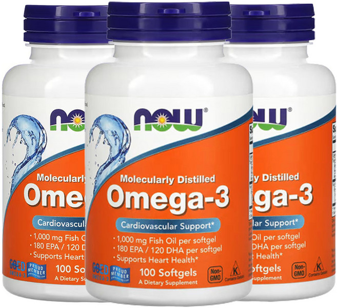 나우푸드 오메가-3 180 EPA / 120 DHA 100 소프트젤, 100정, 3개