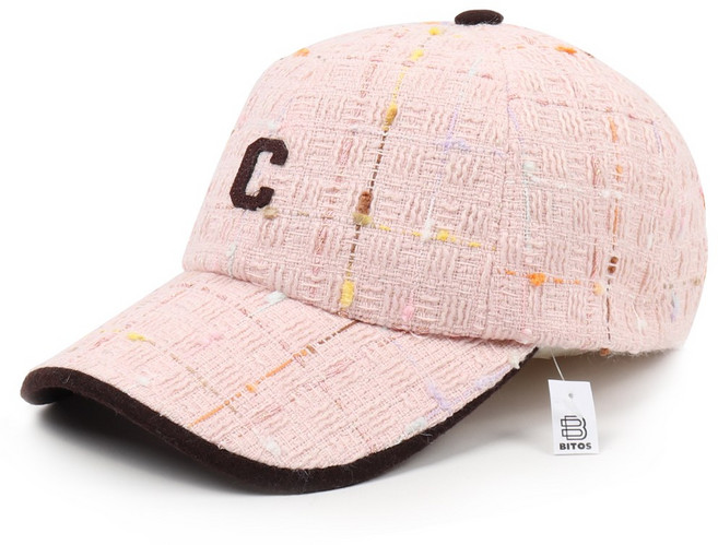 비토스 국내제작 C 패치 트위드 패턴 볼캡 야구모자