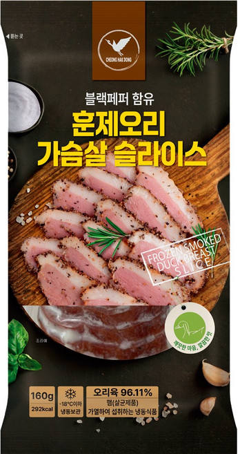 가람 흑후추 훈제오리 가슴살 슬라이스 160g X 6봉, 6개