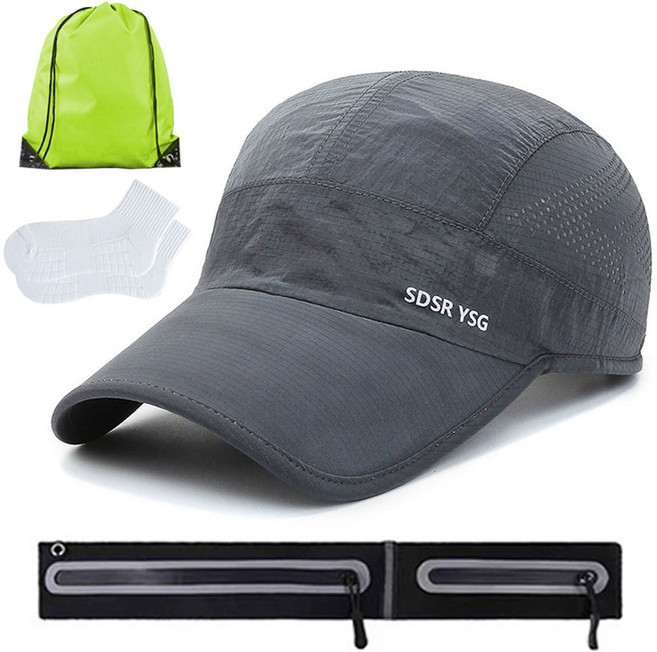 진텍스 러닝 비기너 패키지 A세트 러닝 벨트 모자 스포츠양말 스트링백 러닝용품, 차콜, 1개