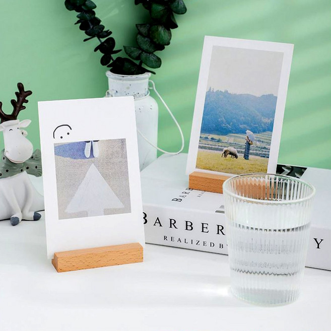 원목 우드 포토 액자 4개세트 명함 POP 거치대 8cm, 4개, 1단