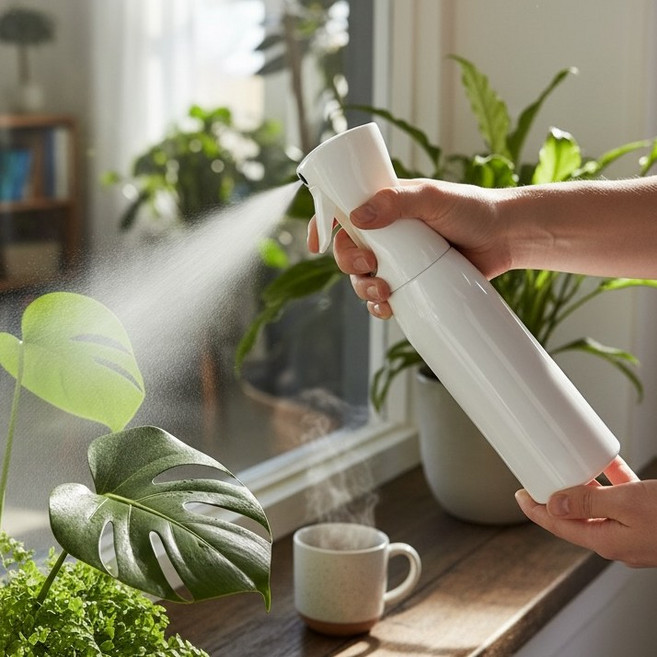에어라파 분무기 500ml 압축식 초미세 안개분사 연속분사가능, 화이트, 1개