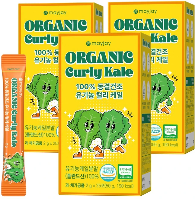 유기농 컬리케일 100% 분말 곱슬케일 동결건조 폴란드산 대용량 메이제이, 50g, 3개 - 쿠팡