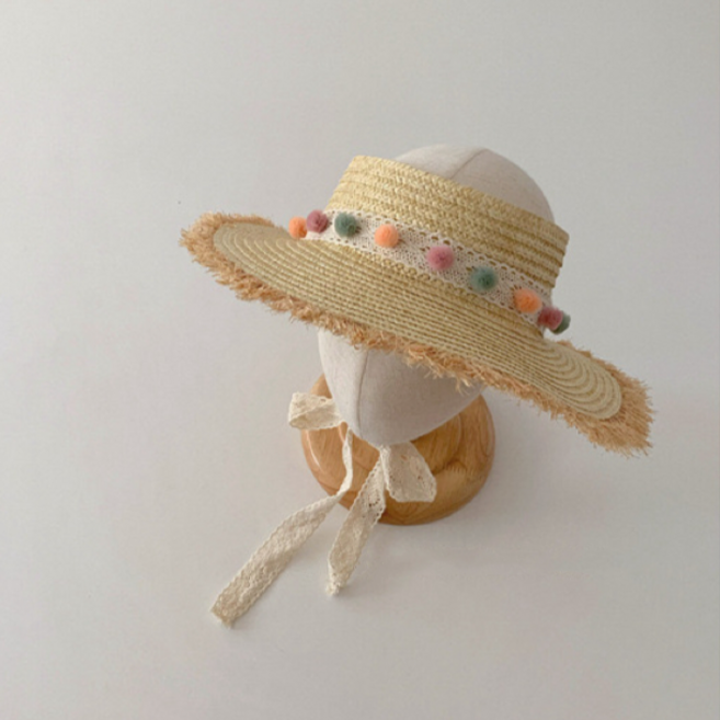 블랙체리 아동용 캔디 밀짚 챙모자