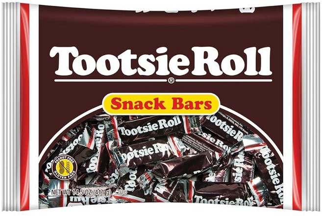 Tootsie Roll 스낵 바 개별 호일 포장 캔디 - 411g(14.5온스) 백, 1개, 411g