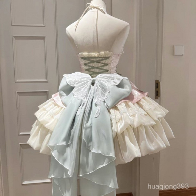 Yellwell여성용 로리타 드레스 프릴 레이스 공주풍 코스프레 의상LST