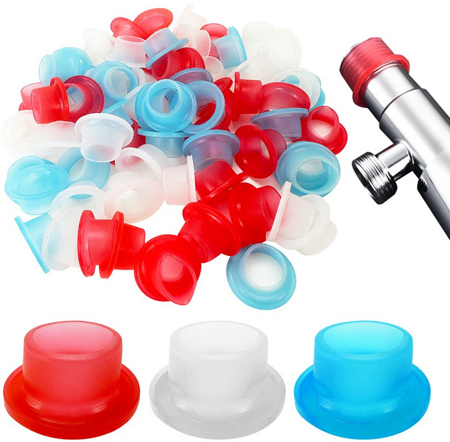 수도꼭지 누수 방지 씰링 개스킷 실리콘 원료 벨트 플러그 배관 플러그용 와셔 호스 삼각 밸브용 실리콘 플러그 72개 파란색 빨간색 흰색