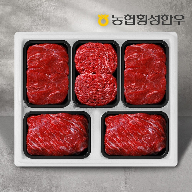 횡성한우] 1등급 하누리정육세트 5호 2kg (국거리2팩+장조림2팩+불고기1팩) /팩당400g, 01. 하누리정육세트 5호, 1세트