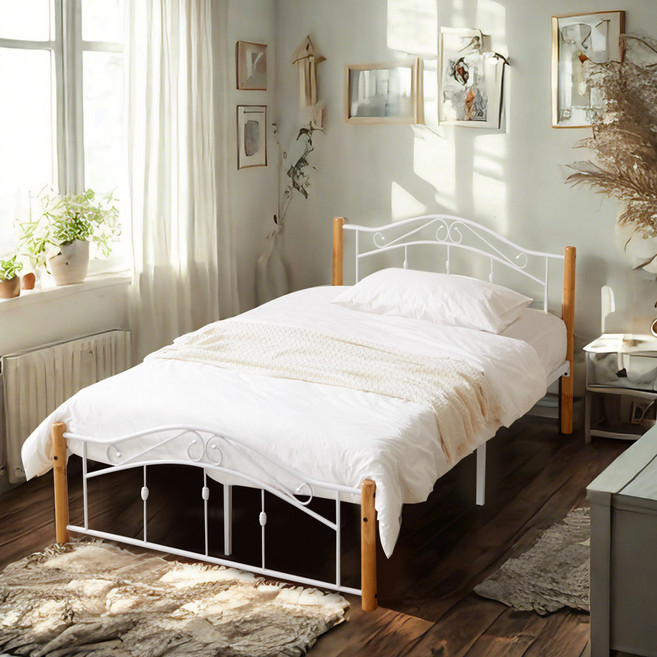 [리비니아] 클라라 철제 SS 침대 프레임 단품(매트별도)/ 학생 성인 자취 원룸 신혼가구, 메이플