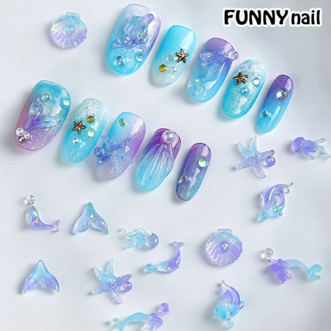[퍼니네일] 여름네일스톤 믹스 50개입 썸머파츠 조개 불가사리 소라 자개 원석 진주 바다네일파츠 여름네일, 1개, GSTON - 239