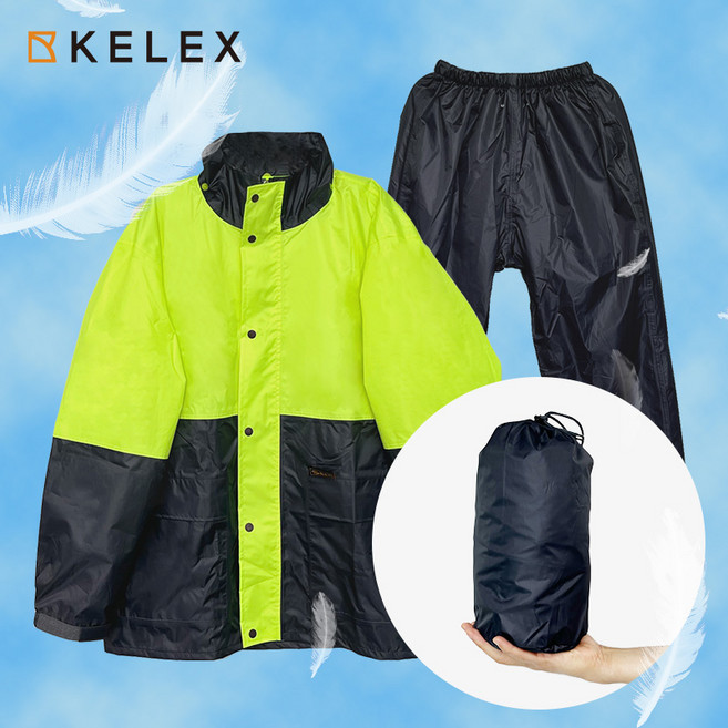 켈렉스 경량 고급 우의 우비 남성 남자 상하 세트 바이크 배달 택배 라이딩 낚시 등산 작업용 비옷, XL (100), XL, 1개