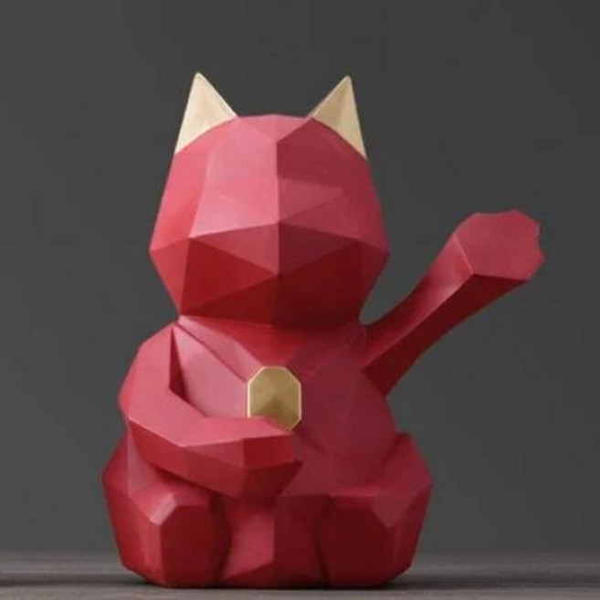 페이퍼크래프트 동물 장식 북유럽 3D 스테레오 기하학적 행운의 고양이 공예 송진 홈 오피스 데스크탑 피규어 마스코트 생일 선물, 10.style10-L