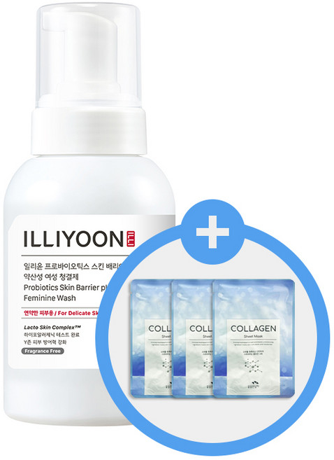 일리윤 프로바이오틱스 스킨 배리어 약산성 여성청결제 300ml x1개 + 사은 마스크팩 x5개, 1개, 300g