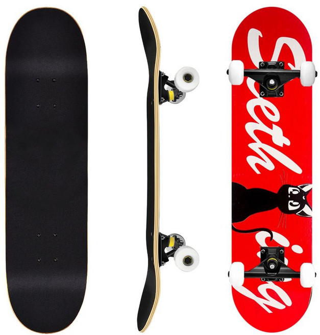 專業成人兒童滑板 四輪楓木板 初學者滑板 雙翹板 造型滑板, 專業車線輪-紅貓, 1個