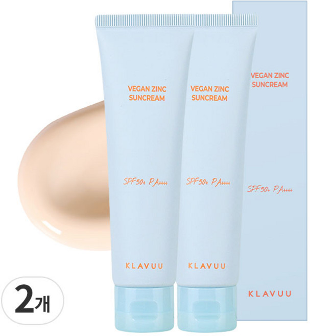 클라뷰 비건 징크 무기자차 선크림 SPF50+ PA++++, 50ml, 2개
