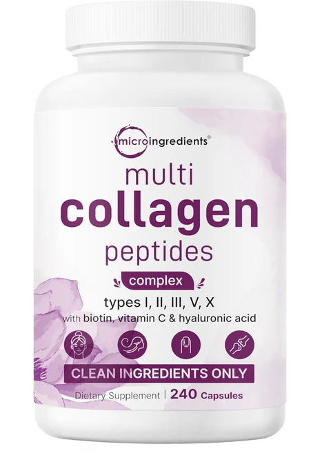 Micro Ingredients Multi Collagen Pills for Women & Men 240 Capsules | Type I II III V X - Hyd, 240 Count (Pack of 1), 240정, 1개 - 쿠팡