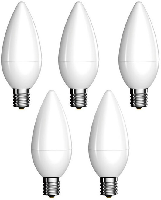 LED 촛대전구 불투명 E17 베이스 5P, 5개, 주광색