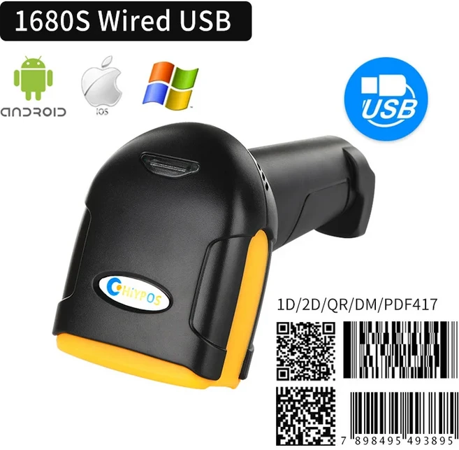 바코드 스캐너 1D/2D/QR/PDF417/데이터 매트릭스 바코드 스캐너 유선/무선 슈퍼마켓 산업 휴대용 바코드 리, 01 빠른  Mainland, 1개, 10 1680S USB wired
