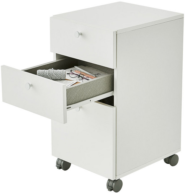 한샘 티오 이동서랍장 방문설치, 화이트(A), 3단