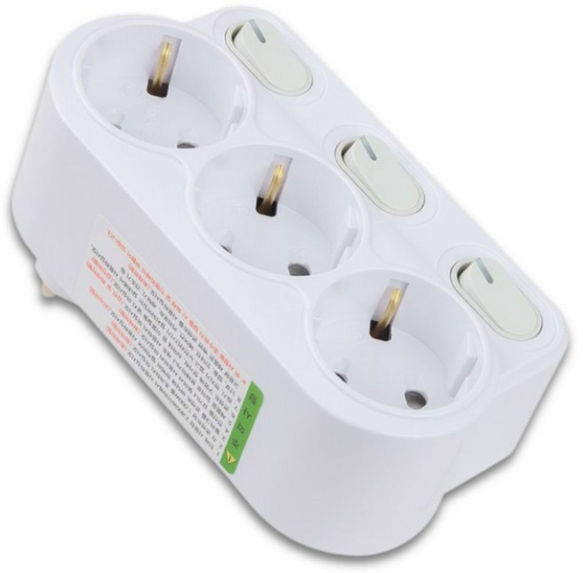 시엘라이팅 현대 개별 회전 3구 멀티탭, 1개, 화이트, 8cm