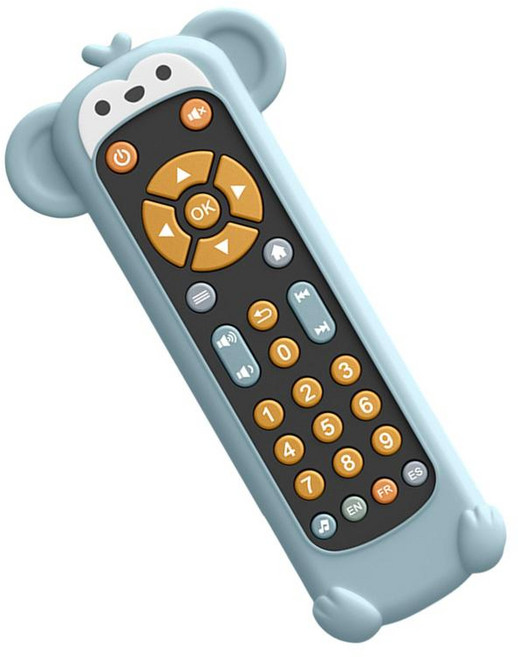JC 원격 전화 플레이 세트 음악 TV 리모컨 1 2 3세를 위한 교육용 현실적인 유아 TV 원격 장난감 척, 17x5x2cm, 실리콘, 화이트 몽키 케이스, 1개