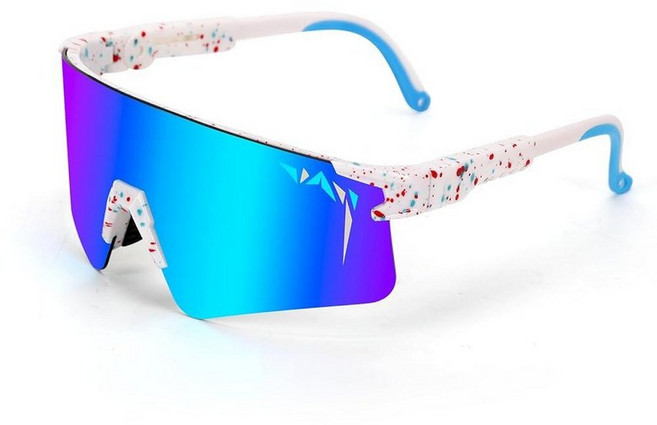 IKTOD 스포츠 선글라스 남성용 안티 UV 야구 청소년 사이클링 러닝 소프트볼 고글, White Frame Blue Lenses, 1개