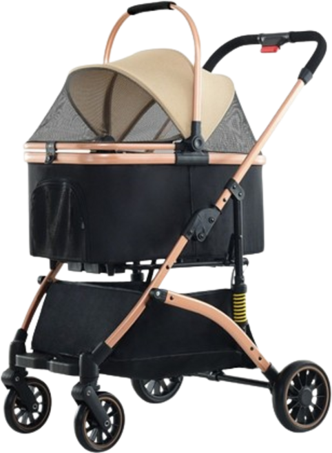 오브민 프리미엄 분리형 반려동물 유모차 개모차, 브라운, 1개