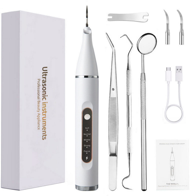 RichMagic 스마트 LED 초음파 구강세척기 가정용 휴대용 세정기, 흰색