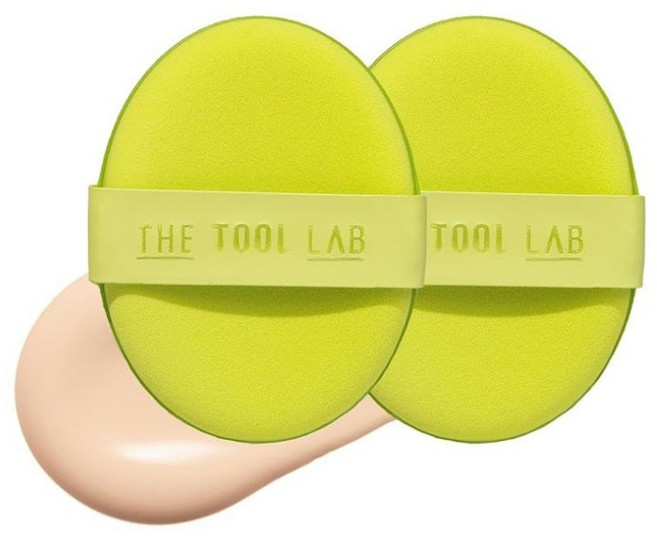 THE TOOL LAB水潤粉撲 乾濕兩用 打造薄透底妝 柔軟親膚 敏感肌適用, 2個, 綠色