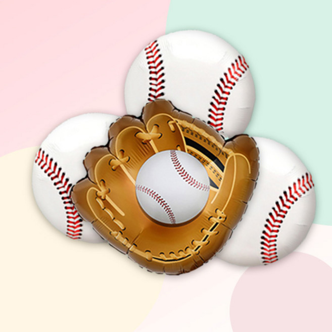 [파티지] 야구글러브 배트풍선 세트 / 풍선장식 가을야구 야구 야구공 글러브 야구글러브 야구배트 풍선, Ya_2_야구글러브 야구공풍선 세트_4개입