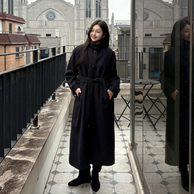 [빅사이즈 55-110][격식룩] 하이넥 벨트 누빔 오버핏 코트 여성 빅사이즈 여자 플러스사이즈 어거스트플랜