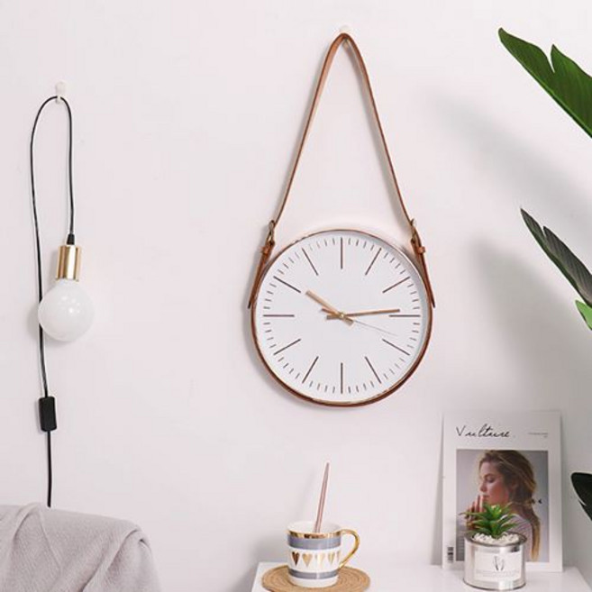 NORITER 무소음 벽시계 인테리어벽시계 엔틱거실시계, 로즈골드