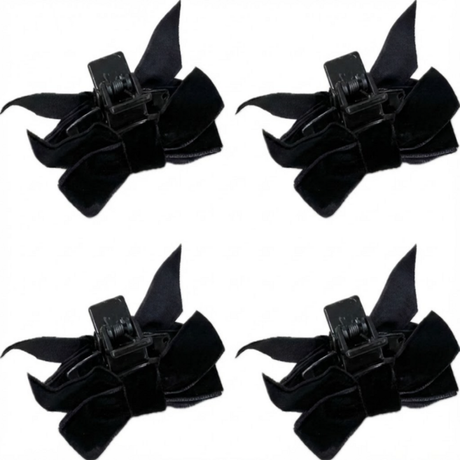 위캔바이 핸드메이드 사계절 겨울머리핀 포인트 리본 집게핀 4개